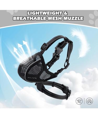 BONTHEE Dog Muzzle Mesh Soft Muzzle for Small Medium Large Sized Dogs Breathable Reflective Adjustable Puppy Muzzles with Collar for Scavenging Grooming Biting Chewing Allows Panting and Drinking XXL - Buy Online on GoSupps.com