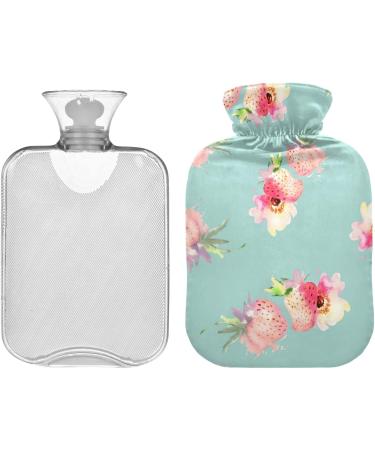 Naanle 2L Hot Water Bottle with Lid - Strawberry Flowers | Heat & Cold Therapy for Back Pain Relief & Warm Hands/Feet - Buy Online on GoSupps.com