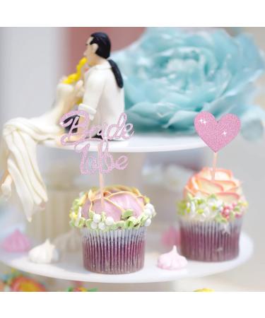 Cobee Ros gold Glitter Bride to Be Cupcake Toppers - 24 Heart Ring Picks for Bridal Shower Engagement & Bachelor Party Cake Decorations - Buy Online on GoSupps.com