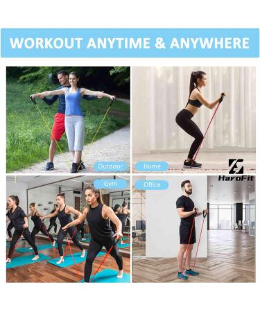 HaroFit Single Resistance Bands with Handles - Blue-15LB | Home Workout & Physical Therapy Bands | Includes Door Anchor & Workout Guide - Buy Online on GoSupps.com