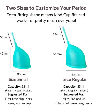 Kind Cup Menstrual Cup | Comfortable & Easy to Use | Eco-Friendly Period Solution for High & Low Cervix | Regular Size (Aqua) - Ship Worldwide - Buy Online on GoSupps.com