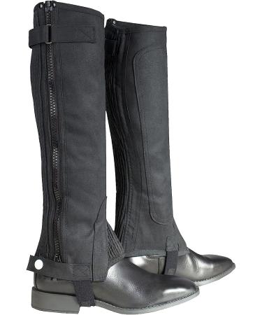 Horze Amara Kids' Unisex Black Half Chaps | Synthetic Leather Pair | Zip-Up | Small - Buy Online on GoSupps.com
