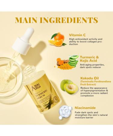 ANAI RUI Vitamin C Face Serum - Glowing Turmeric & Anti-Aging Benefits for Dark Spots Wrinkles & Even Tone - 1.05 FL.OZ - International Shipping Available - Buy Online on GoSupps.com