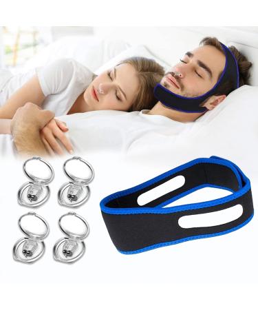 Sleep Snoring Solutions Care Kit Stop Snoring for Better Deep Sleep 4 Snore Stopper Magnetic Silicone Nose Clips 1 Anti Snoring Adjustable Chin Strap