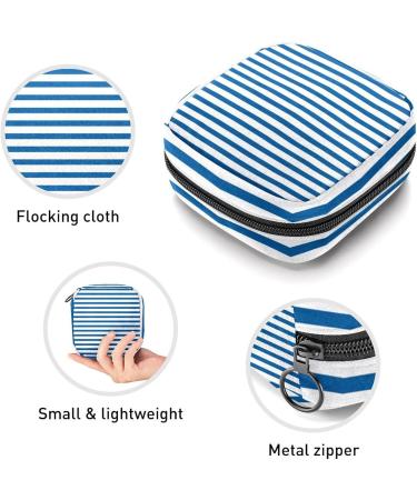 Blue & White Stripes Sanitary Napkin Storage Bag | Menstrual Cup & Nursing Pad Holder | Portable Period Pouch for Women & Teen Girls - Multi-Colored | 1Pc - Buy Online on GoSupps.com