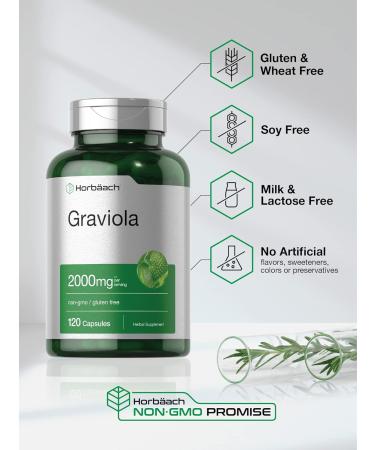 Horb ach Graviola Capsules | 2000 mg | 120 Count | Non-GMO Gluten Free | Soursop (Annona Muricata) - Buy Online on GoSupps.com