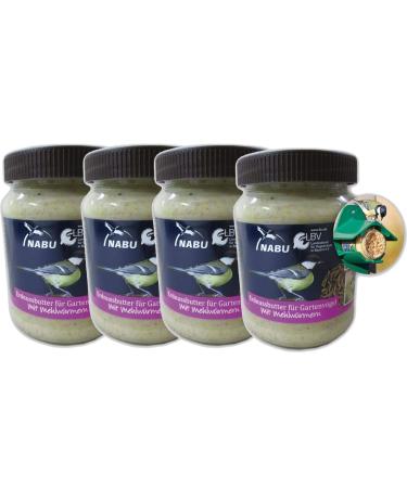 CJ Wildlife Peanut Butter for Garden Birds with Mealworms Economy Pack 4 x 330g