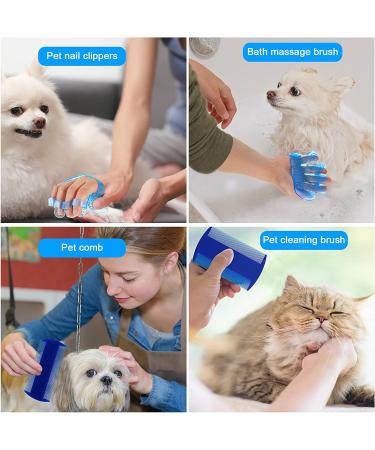 4-Piece Rabbit Grooming Kit: Shampoo, Bath Brush, Comb, Massage Brush, Nail Cutters - Blue | For Rabbit, Hamster, Bunny, Guinea Pig - Buy Online on GoSupps.com