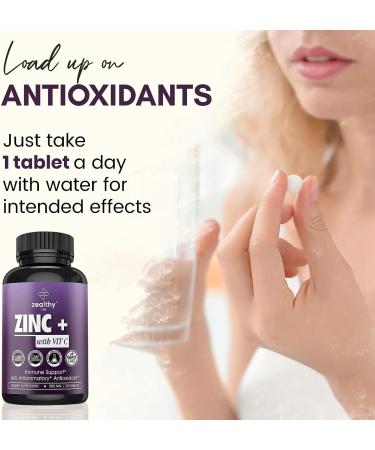 Zealthy Life Zinc + Vitamin C 500mg - 120 Tablets - Buy Online on GoSupps.com