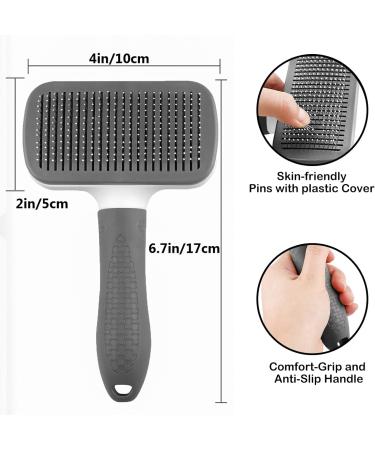 Pet Grooming Brush for Dogs and Cats | Shedding and Tangled Hair Removal Tool with Cleaning Button and Massage Feature | Long and Short Hair | Grey Color - Buy Online on GoSupps.com