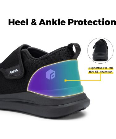 FitVille Diabetic Shoes for Men - Extra Wide Slip-on Walking Shoes for Swollen Feet - Foot Pain Relief Neuropathy - Easy Top Wings V2 - Size 10.5 X-Wide Black - Buy Online on GoSupps.com