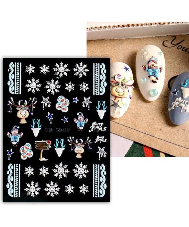 JMEOWIO 3D Embossed Christmas Nail Art Stickers Decals Self-Adhesive 5D White Snowflake Winter Holiday Nail Supplies Nail Art Design Decoration Accessories 4 Sheets - Buy Online on GoSupps.com