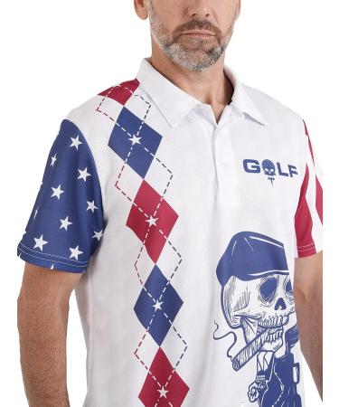 HIVICHI Men's Patriotic American Flag Polo Shirt - XX-Large - Buy Online on GoSupps.com