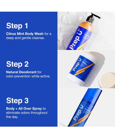 Prep U Basics Bath & Body Hygiene Set for Boys Teens & Men | 2n1 Body Wash Natural Deodorant & Body Spray - Shop Internationally - Buy Online on GoSupps.com