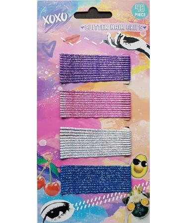 48 Glitter Hair Grips Pink Purple Blue and Silver Bobby Pins - Buy Online on GoSupps.com