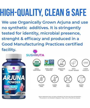 YANG Arjun ki Chaal - Dried- Arjuna Tree Bark Powder | Contains Lab Certificate | Lowers Bad Cholesterol | Promotes Heart Health | Terminalia Arjuna 100g - Buy Online on GoSupps.com