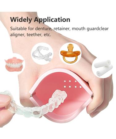Soft Silicon Orthodontic Retainer Case | Magnetic Self-Closing, Vent Hole | Portable Pink Denture Holder Case for Braces | Daily Office & Travel - Buy Online on GoSupps.com
