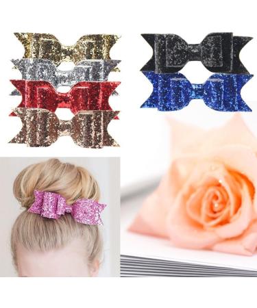Gemini_mall Girls Boutique Hair Clips Barrettes Hair Accessories Glitter Hair Bows Hair Pins for Girls Teens - Pink - Buy Online on GoSupps.com