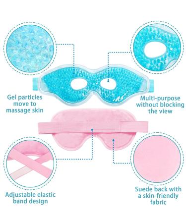 Piwosgol 2-Piece Cooling Eye Mask Set | Reusable Gel Therapy for Migraines Swollen Eyes & Dryness - Blue & Pink - Buy Online on GoSupps.com
