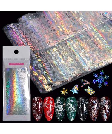 Christmas Nail Glitter Sequins, 12 Grids Holographic Snowflake
