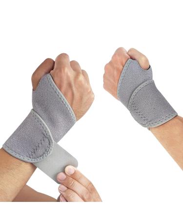 Abnii Wrist Support 1Pair Compression Wrist Brace Hand Support Wrist Straps Breathable One Size Fits Left or Right Hand Adjustable for Carpal Tunnel Tendonitis Fitness Arthritis Pain Relief (Gray) Gray (1Pair)