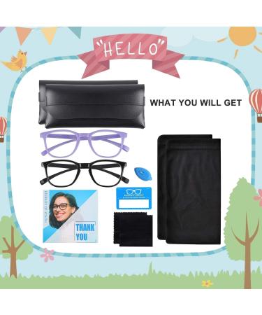 COOLOO Kids Blue Light Blocking Glasses 2 Pack | Anti Glare & Eyestrain | Boys Girls Ages 3-15 | Blu-ray Filter | Computer Gaming TV Glasses | Black+Purple - Buy Online on GoSupps.com