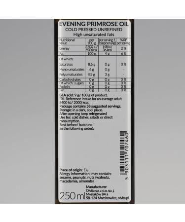 FORGET Evening primrose oil cold pressed raw 250ml OLVITA - Buy Online on GoSupps.com