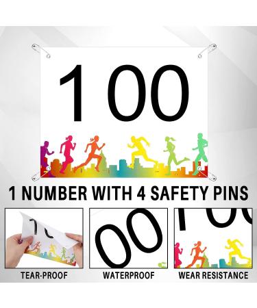 Running Bib Competitor Numbers with Safety Pins for Marathon Sports Competition Events Numbers Race Bibs Paper Tags Tear Proof Waterproof for Track and Field 6 x 7.5 Inch (1-100 Number  100 Pieces) - Buy Online on GoSupps.com