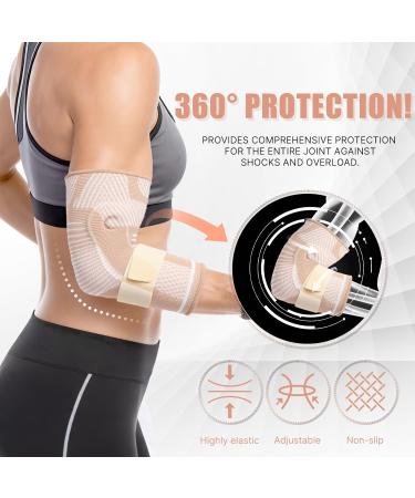Cezlstesy Epicondylitis Elbow bandage for epicondylitis with 2 compression pads nonslip elbow bandage for women and men for tennis bodybuilding golf beige M Beige M - Buy Online on GoSupps.com