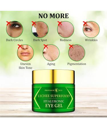 Professor Eco Lychee Superfood Hyaluronic Eye Gel 2oz - Firms Eye Bags, Rejuvenates & Hydrates Skin - Buy Online on GoSupps.com