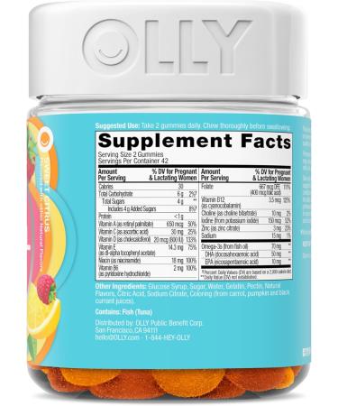 OLLY Essential Prenatal Gummy Multivitamin Folic Acid Vitamin D Omega 3 DHA Supports Healthy Growth and Brain Development Citrus Berry - 84 Count 84 Count (Pack of 1) - Buy Online on GoSupps.com