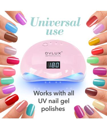 OVLUX Pro 180W UV LED Nail Lamp - Dual-Use Gel Polish Dryer | 57 Bulbs Auto-Sensor & Timers | Salon & Home Mani-Pedi Solution - Pink Blushing Bride - Buy Online on GoSupps.com