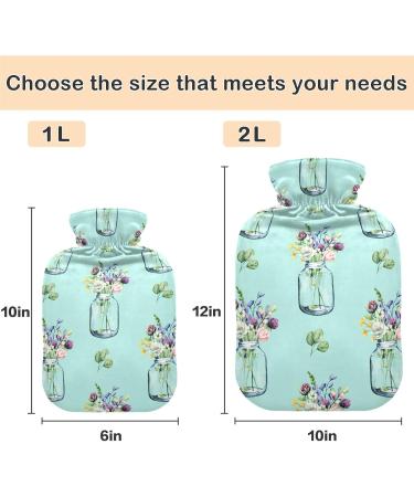 NAANLE 1L Hot Water Bottle with Lid - Transparent Glass & Floral Design for Back Pain Relief Hand & Foot Warmer Neck Heat Therapy - Ideal for Hot & Cold Use - Buy Online on GoSupps.com