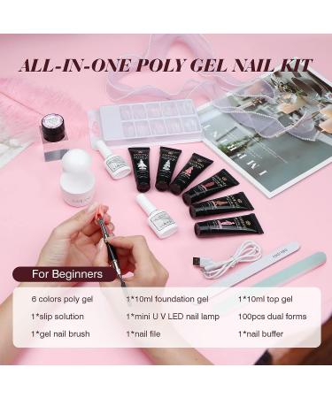 Saviland Poly Gel Nail Kit: 6 Colors with Nail Lamp, Tools & Slip Solution - DIY Manicure Starter Kit for Valentines Day - A-6 Colors Poly Nail Gel Kit Set 01 - Buy Online on GoSupps.com