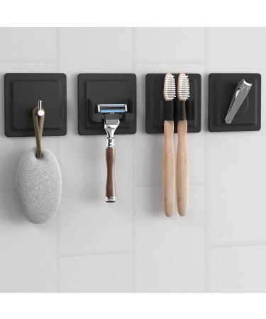 Lobux - 4in1 bathroom holder set Self -adhesive soft -touch silicone super -resistant stop - bathroom organizer contains: razor holder toothbrush holder hook neodymium magnet (black) black 4 -set set - Buy Online on GoSupps.com