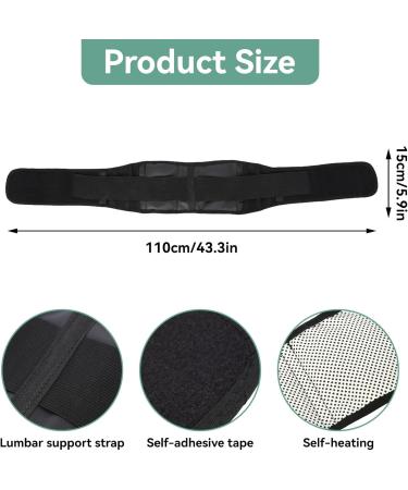 Back Bandage Support Belt - Heated Tourmaline Magnetic Therapy for Pain Relief | Lumbar Waist Protection Belt (Black) - Buy Online on GoSupps.com