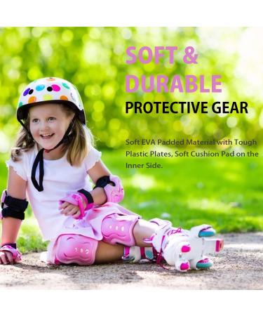 Kids Protective Gear Set | Soft Knee Pads, Elbow Pads, Wrist Guards - for Skating, Cycling, Rollerblading, Scooter, Skateboard | Boys Girls | Butterfly-Pink S - Buy Online on GoSupps.com