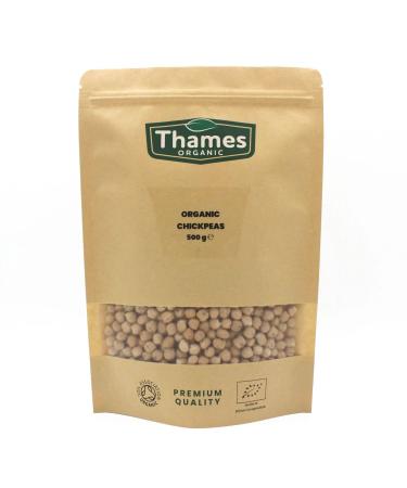 Organic Chickpeas - High Fiber High Protein Snack - Raw Vegan Non-GMO - No Additives No Preservatives - Perfect for Salads Soups Curries - Thames Organic 500g 500 g (Pack of 1) - Buy Online on GoSupps.com