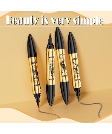  JRYGAC Eyebrow pencil 2-in-1 eyeliner pencil eyebrow makeup waterproof eyebrow pencil 3D waterproof microblading eyebrow pen (Black) - Buy Online on GoSupps.com