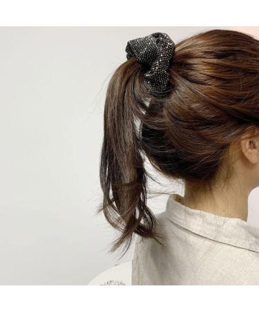Rhinestone Hair Scrunchies - Sparkly Elastic Ponytail Holders for Elegant Hair Accessories for Women and Girls black - Buy Online on GoSupps.com