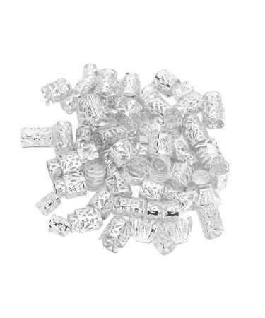 300 Pieces Beard Beads DIY Retro Lightweight Hair Tube Beads Viking Hair Accessories for Men Women Silver