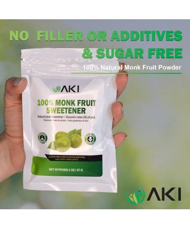 AKI Monk Fruit Powdered Brown Raw Sweetener (2 Oz / 57Gr) | Sugar-Free for Blended Beverages - Buy Online on GoSupps.com
