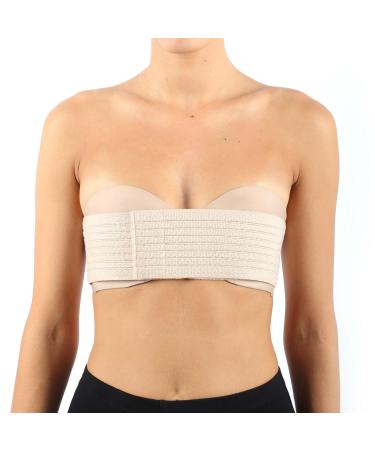 Breast Implant Stabilizer Band, Post Surgery Compression Support Strap for Breast Augmentation, Reduction, Lift, Chest Belt, One Size Fits All (Beige)