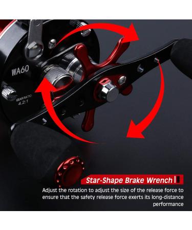 Sougayilang Fishing Reels Round Baitcasting Reel - Conventional Reel - Reinforced Metal Body and Supreme Star Drag Right Hand-Red-Black Warrior6000 - Buy Online on GoSupps.com