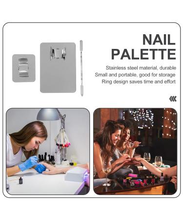 Minkissy 2 Set Stainless Steel Nail Art Palette Tablets - Rustproof Cosmetic Makeup Mixing Trays for Pigments & Coatings - Buy Online on GoSupps.com