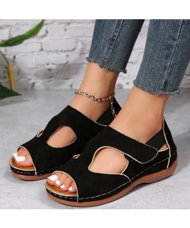 Buy XTZYGLFD Women's Summer Sandals - Fashionable Breathable Leopard Pattern Open Toe Thick Sole Lightweight Hook Loop - Size 6 UK - Buy Online on GoSupps.com