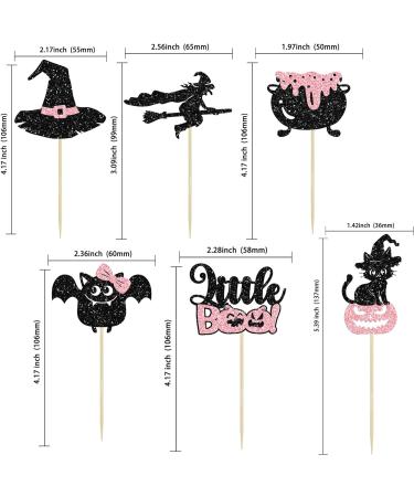 Gyufise 24Pcs Halloween Cupcake Toppers Glitter Pink Ghost Little Boo Bat Witch Cat Pumpkin Cupcake for Halloween Theme Baby Shower Birthday Party Cake Decorations Supplies Pattern 23 - Buy Online on GoSupps.com
