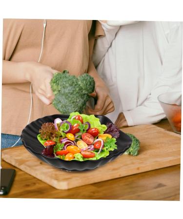 BESTonZON Salad Plate Decor for Kitchen Decoration for Living Room Shell Shaped Plate Home Decor Plate Kids Food containers White Salad Bowls Serving Bowl Ceramic Serving platters Snack Case Black 16.3X15.5X3.5CM - Buy Online on GoSupps.com