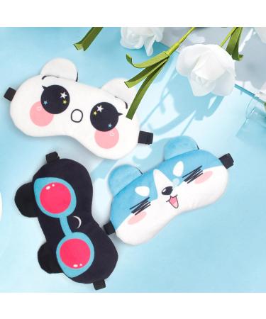 3-Piece Cartoon Cat Sleeping Mask Set | Soft Plush Eye Mask for Kids & Adults | Adjustable & Elastic Travel Mask - Buy Online on GoSupps.com