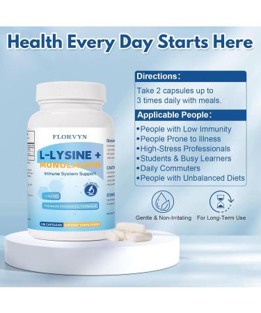 Lysine Monolaurin Capsules 1:1 Ratio Formula Immune Support Oral & Gut Health Lysine + Monolaurin Immune Booster Supplement Non-GMO 100 Vegan Capsules - Buy Online on GoSupps.com